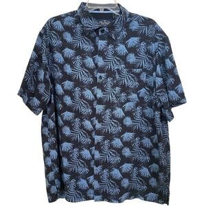 Nat Nash Mens‎ Size L Silk Blend Short Sleeve Casual Button Up Shirt Palm Leaf